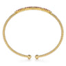 14K Yellow Gold Diamond and Ruby Bangle - 0.09 ct
