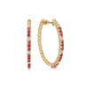 14K Yellow Gold Diamond and Ruby Bujukan 30mm Classic Hoop Earrings - 0.22 ct