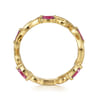 14K Yellow Gold Diamond and Ruby Filigree Pattern Stackable Ladies Ring - 0.06 ct