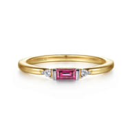 14K Yellow Gold Diamond and Ruby Stackable Ring