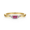 14K Yellow Gold Diamond and Ruby Stackable Ring - 0.03 ct