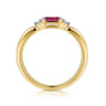 14K Yellow Gold Diamond and Ruby Stackable Ring - 0.03 ct