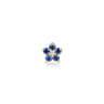 14K Yellow Gold Diamond and Sapphire Flower Single Flatback Stud Earring - 0.01 ct