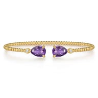 14K Yellow Gold Diamond and Swiss Blue Topaz Bangle