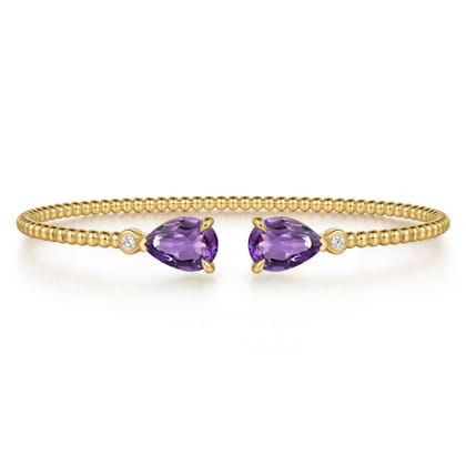 14K Yellow Gold Diamond and Swiss Blue Topaz Bangle