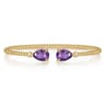 14K Yellow Gold Diamond and Swiss Blue Topaz Bangle - 0.07 ct
