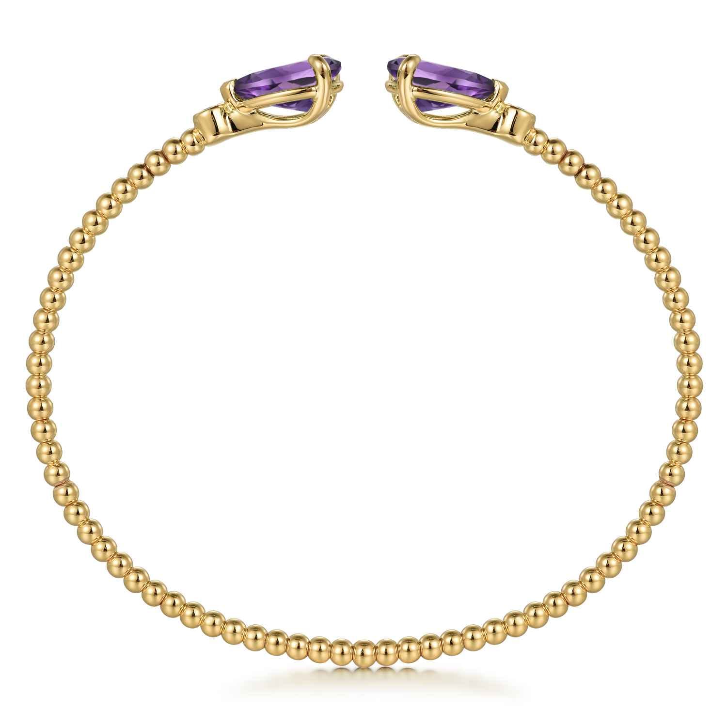 14K Yellow Gold Diamond and Swiss Blue Topaz Bangle - 0.07 ct - Shot 3
