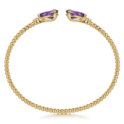 14K Yellow Gold Diamond and Swiss Blue Topaz Bangle