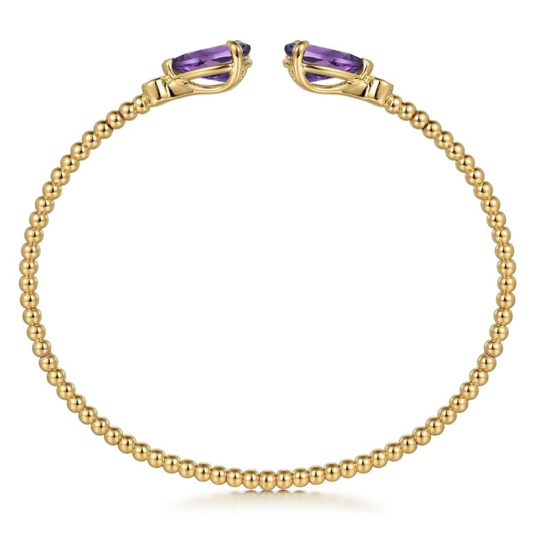 14K Yellow Gold Diamond and Swiss Blue Topaz Bangle - 0.07 ct - Shot 3