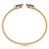 14K Yellow Gold Diamond and Swiss Blue Topaz Bangle - 0.07 ct