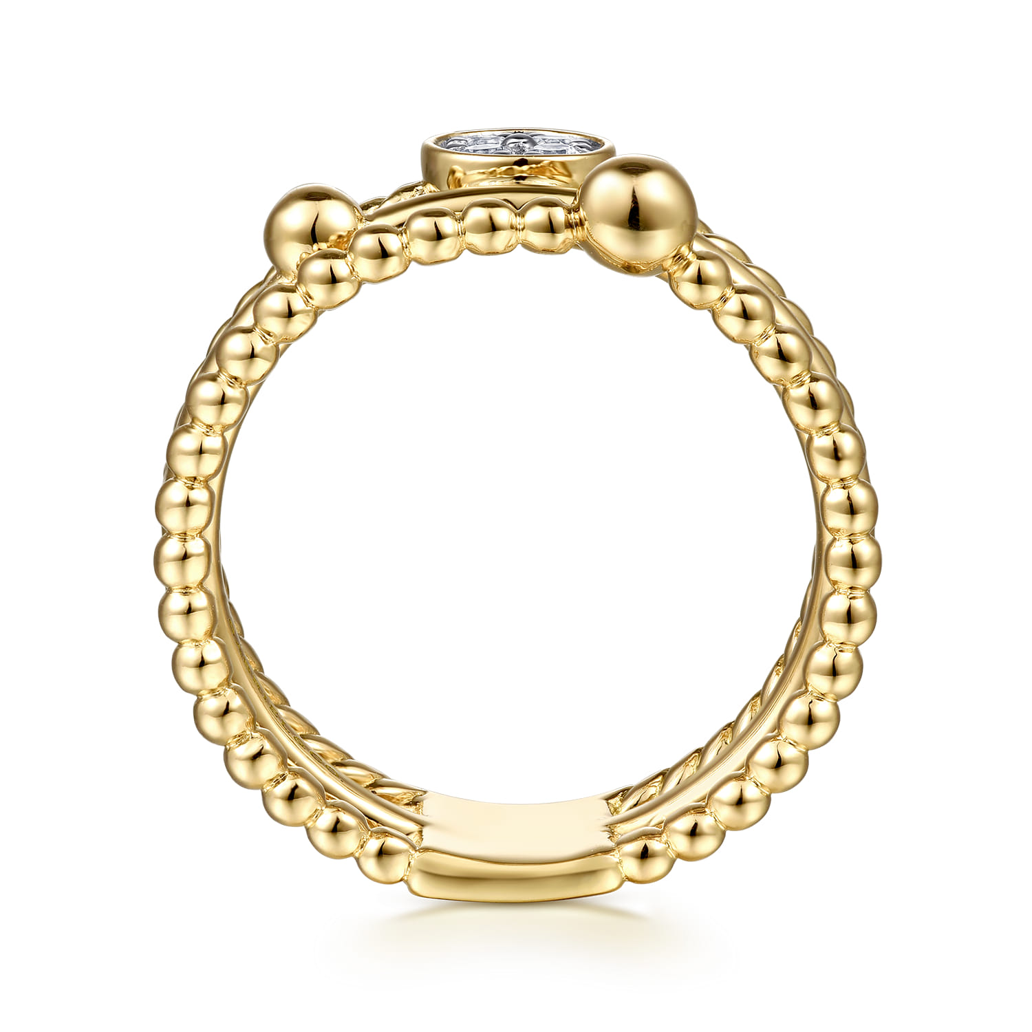 14K Yellow Gold Diamond and Twisted Rope Bujukan Easy Stackable Ring - 0.09 ct - Shot 2