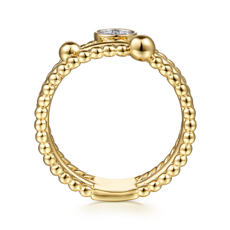 14K Yellow Gold Diamond and Twisted Rope Bujukan Easy Stackable Ring - 0.09 ct - Shot 2