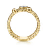 14K Yellow Gold Diamond and Twisted Rope Bujukan Easy Stackable Ring - 0.09 ct
