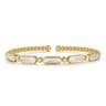 14K Yellow Gold Diamond and White Mother Pearl Bangle - 0.21 ct