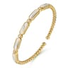 14K Yellow Gold Diamond and White Mother Pearl Bangle - 0.21 ct