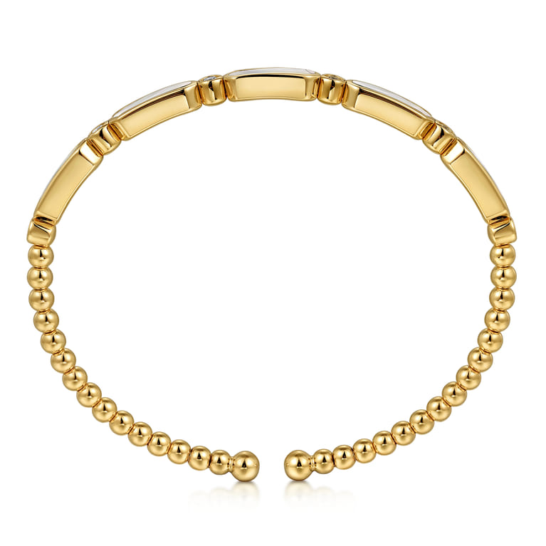 14K Yellow Gold Diamond and White Mother of Pearl Bujukan Bangle - 0.21 ct - Shot 3