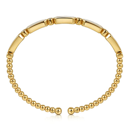 14K Yellow Gold Diamond and White Mother of Pearl Bujukan Bangle