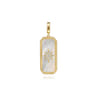 14K Yellow Gold Diamond and White Mother of Pearl Bujukan Medallion Pendant With Detachable Bail - 0.13 ct