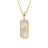 14K Yellow Gold Diamond and White Mother of Pearl Bujukan Medallion Pendant With Detachable Bail - 0.13 ct