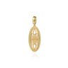 14K Yellow Gold Diamond and White Mother of Pearl Bujukan Oval Shape Medallion Pendant With Detachable Bail - 0.13 ct