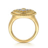 14K Yellow Gold Diamonds and White Mother of Pearl Bujukan Signet Ring - 0.09 ct