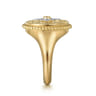 14K Yellow Gold Diamonds and White Mother of Pearl Bujukan Signet Ring - 0.09 ct