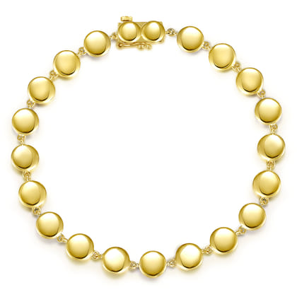 14K Yellow Gold Disc Station Tennis Bracelet