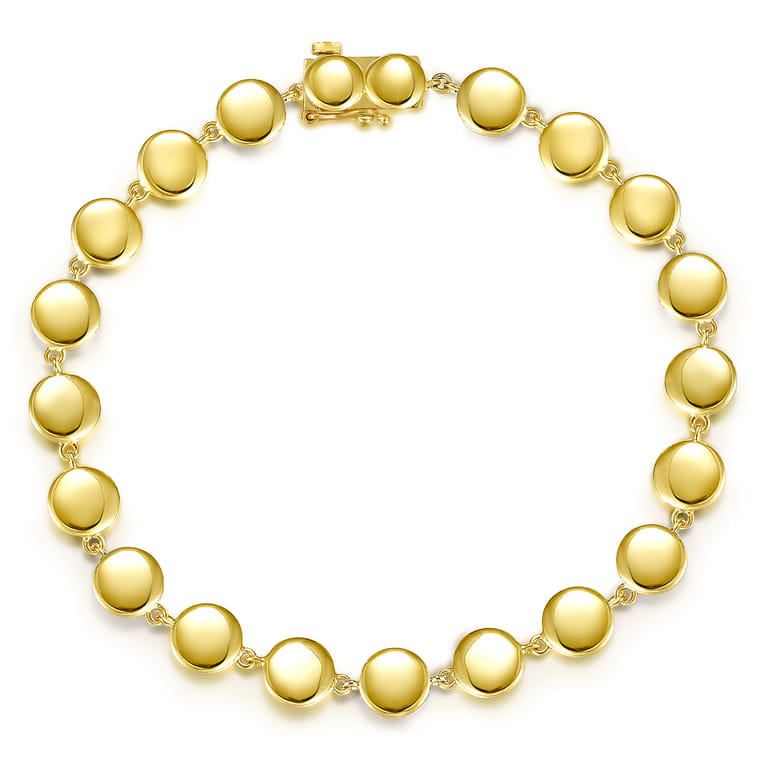 14K Yellow Gold Disc Station Tennis Bracelet - Shot 1