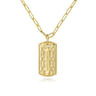 14K Yellow Gold Dog Tag Pendant Hollow Chain Necklace
