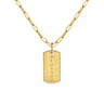 14K Yellow Gold Dog Tag Pendant Hollow Chain Necklace
