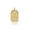 14K Yellow Gold Dog Tag Pendant with Anchor