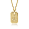 14K Yellow Gold Dog Tag Pendant with Anchor