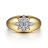 14K Yellow Gold Domed Diamond Star Ring - 0.17 ct