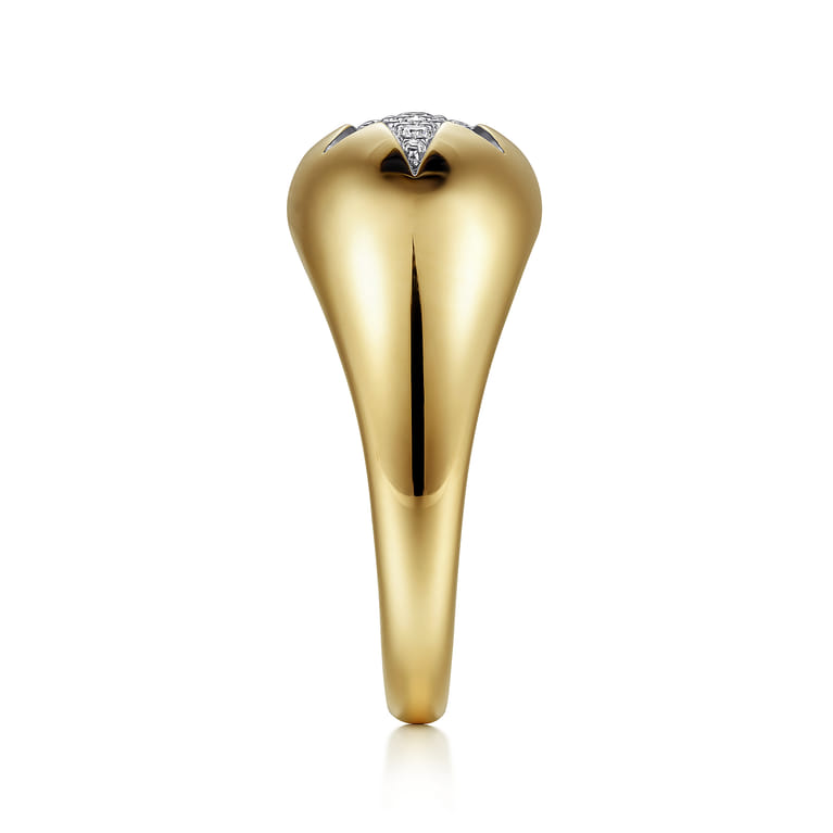 14K Yellow Gold Domed Diamond Star Ring - 0.17 ct - Shot 4