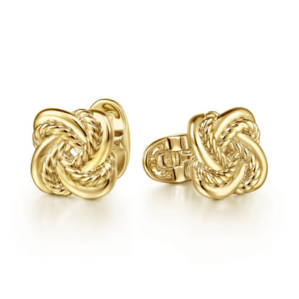 14K Yellow Gold Double Love Knot Cufflinks