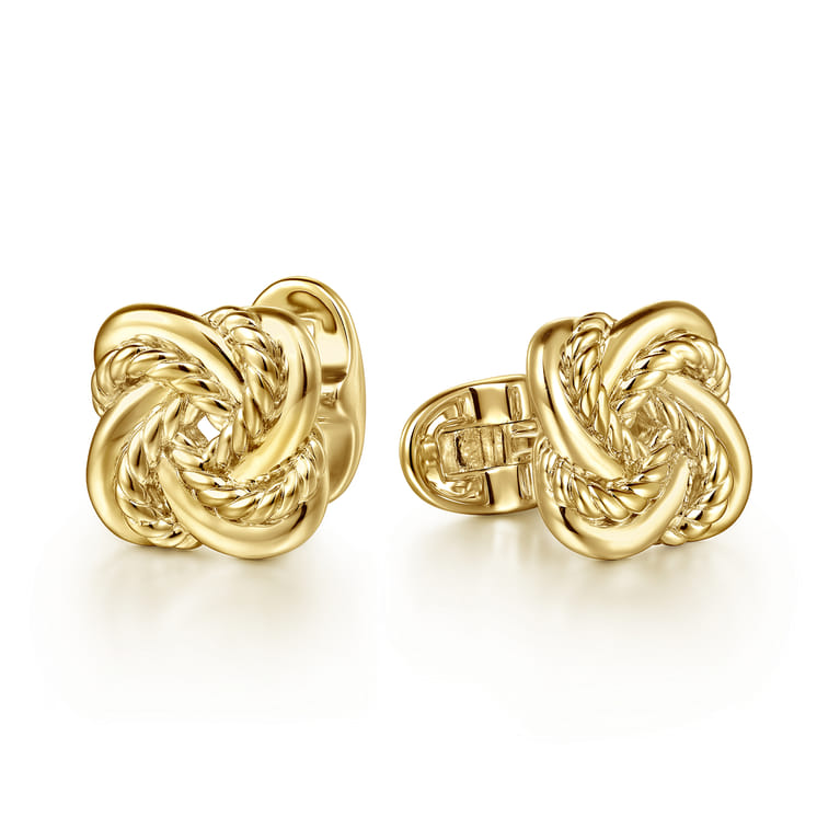 14K Yellow Gold Double Love Knot Cufflinks - Shot 1