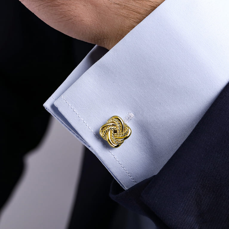 14K Yellow Gold Double Love Knot Cufflinks - Shot 2