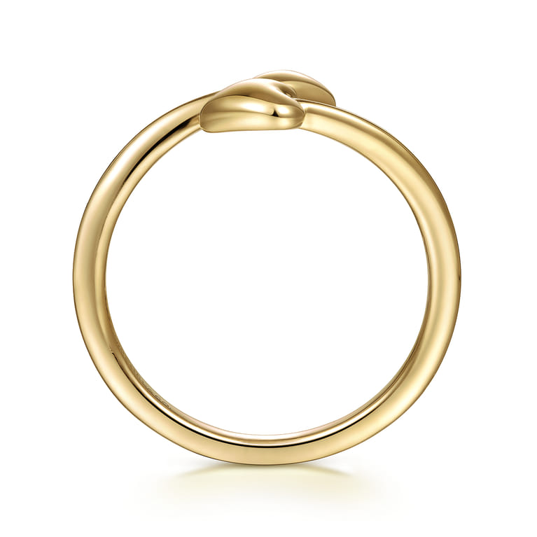 14K Yellow Gold Double Puffed Heart Bypass Ring - Shot 2