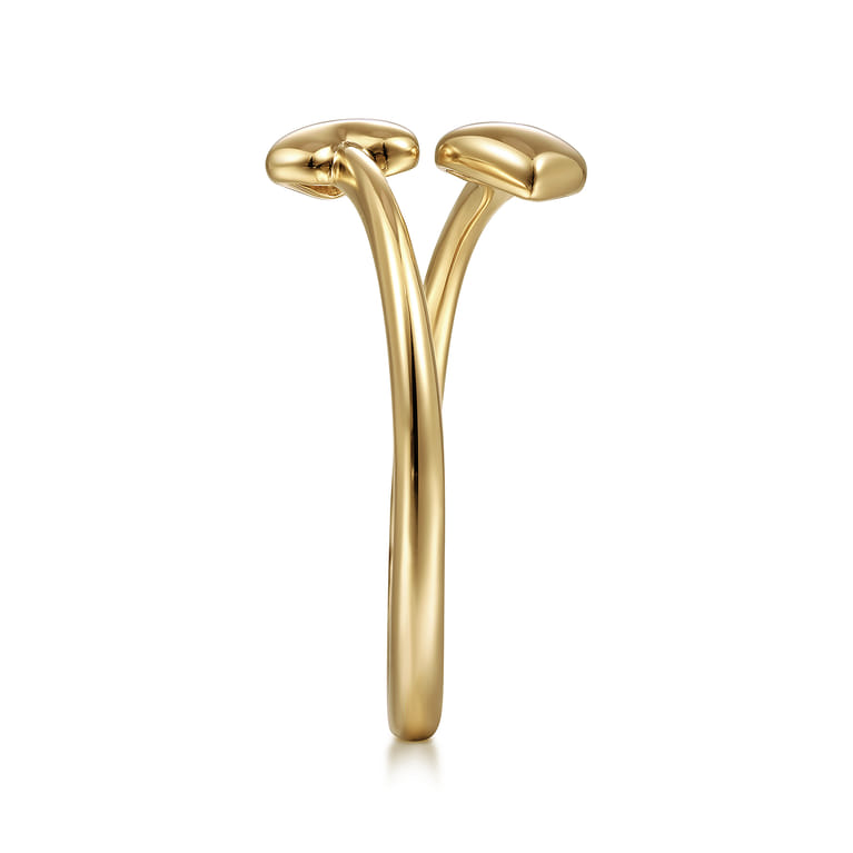 14K Yellow Gold Double Puffed Heart Bypass Ring - Shot 4