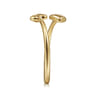 14K Yellow Gold Double Puffed Heart Bypass Ring