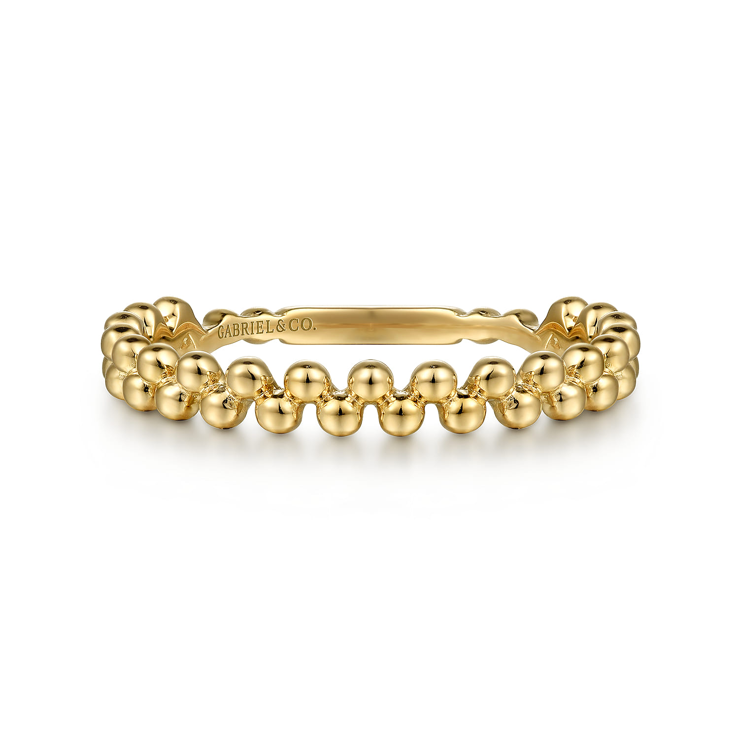14K Yellow Gold Double Row Bujukan Beads Stackable Ring - Shot 1