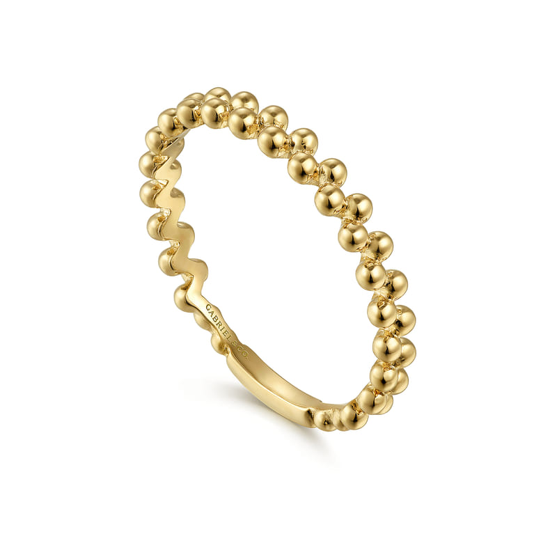 14K Yellow Gold Double Row Bujukan Beads Stackable Ring - Shot 3