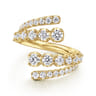 14K Yellow Gold Double Row Diamond Bypass Ladies Ring - 1.5 ct