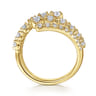 14K Yellow Gold Double Row Diamond Bypass Ladies Ring - 1.5 ct
