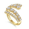 14K Yellow Gold Double Row Diamond Bypass Ladies Ring - 1.5 ct