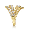14K Yellow Gold Double Row Diamond Bypass Ladies Ring - 1.5 ct