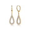 14K Yellow Gold Double Row Diamond Huggie Drop Earrings - 0.75 ct