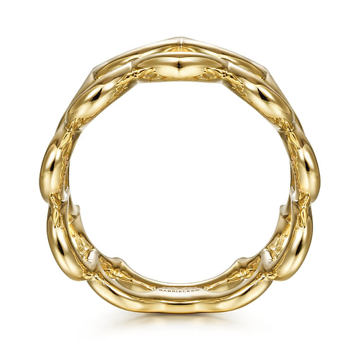 14K Yellow Gold Double Scalloped Wide Band Ring - Shot 2