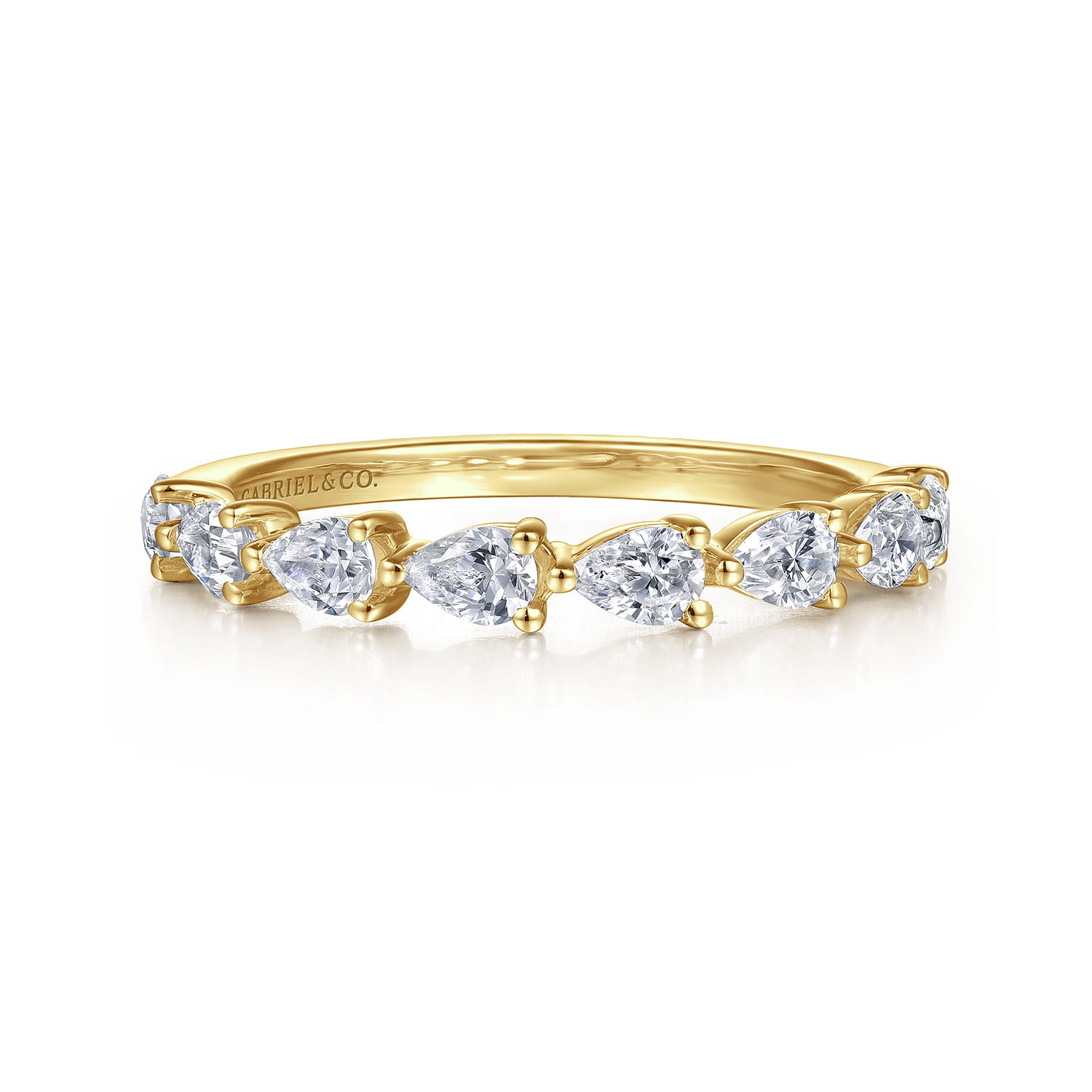 Fancy Wedding Ring in 14k Yellow Gold with Pear Natural Diamond at Gabriel & Co. - Shot 1