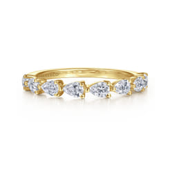 14K Yellow Gold East West Prong Set Pear Shape Diamond Anniversary Band